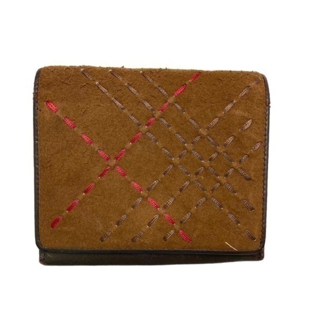 Burberry rare brown leather and suede combo wallet